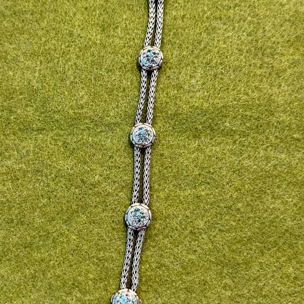 John Hardy Silver Multi-Strand Bracelet with Turquoise Accents